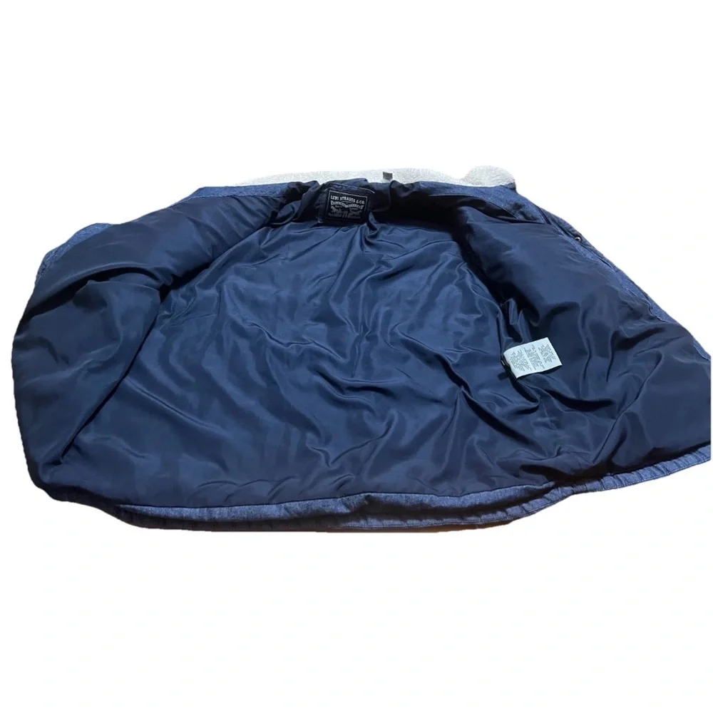 Levi’s Ultra Loft Sherpa Collar Quilted Jacket Men’s 2XL Denim Look Zip Front In - Picture 6 of 14